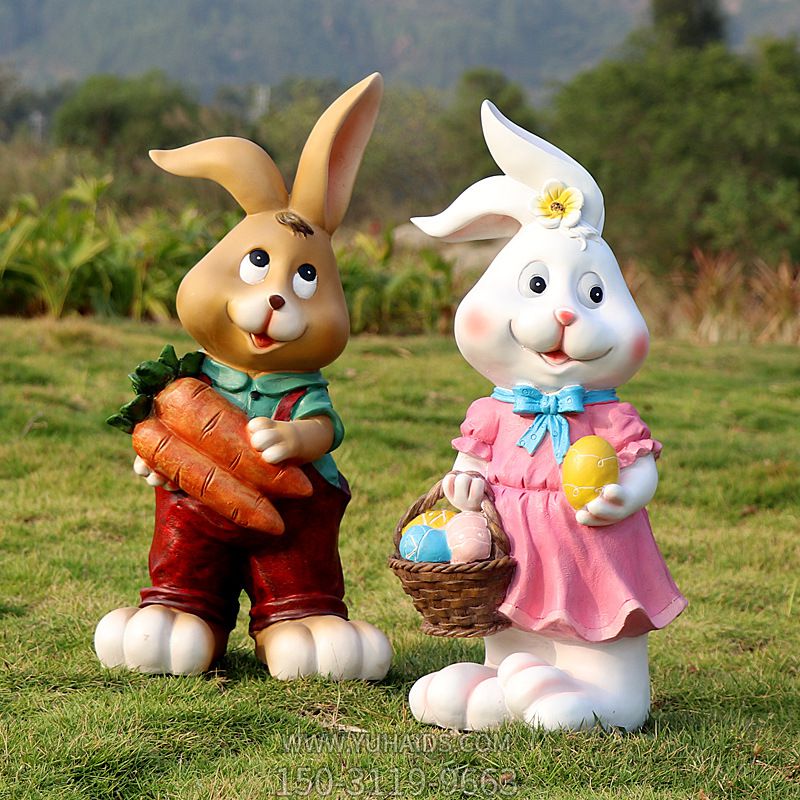 可爱家居摆件两只玻璃钢兔子博鱼网页版