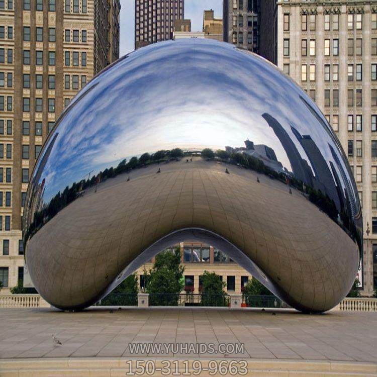 广场大型不锈钢镜面抽象鹅卵石博鱼网页版