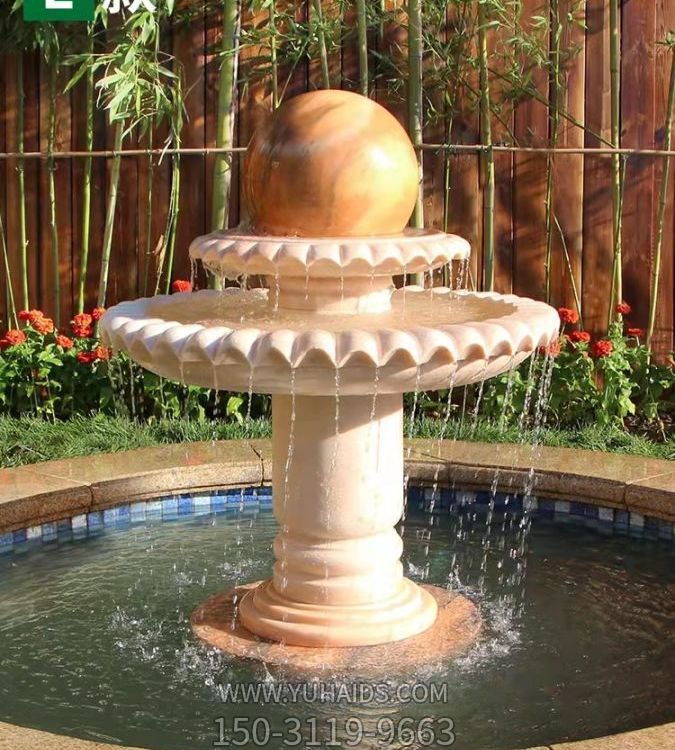 大型晚霞红石雕大型流水 景观风水球喷泉博鱼网页版