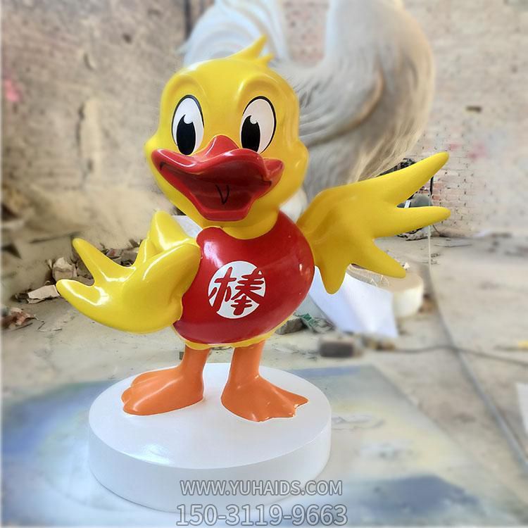 店铺玻璃钢卡通鸭子博鱼网页版摆件