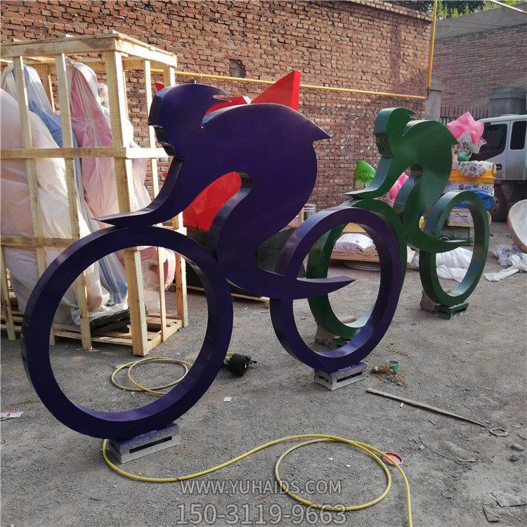 骑自行车，铁艺剪影运动人物博鱼网页版