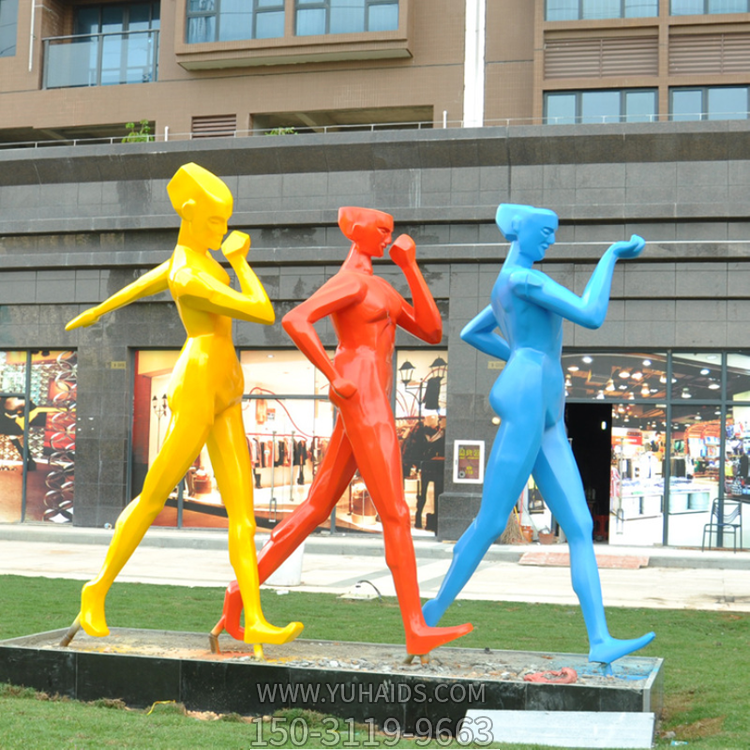 玻璃钢抽象运动人物，竞走运动人物摆件博鱼网页版