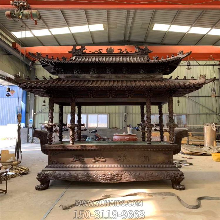 仿古建筑长形八龙浮雕铸铜景区寺院香炉博鱼网页版