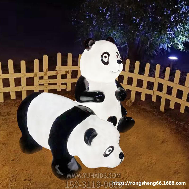 学校商业街边摆放的彩绘照明玻璃钢熊猫博鱼网页版