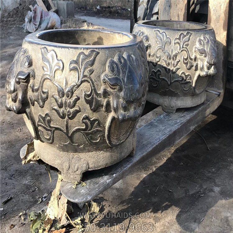 青石石雕园林户外浮雕龙头园林景观鱼缸博鱼网页版