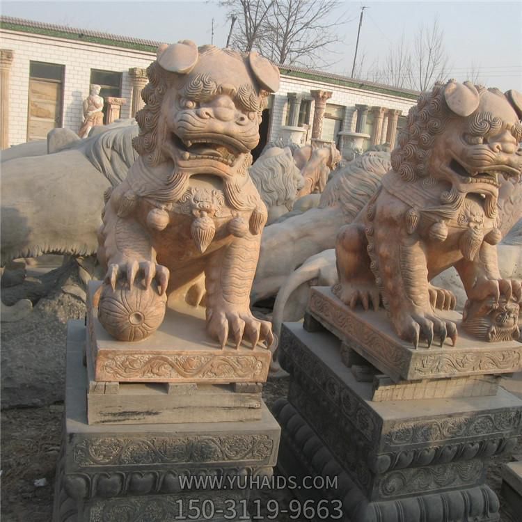 晚霞红大理石石雕狮子博鱼网页版