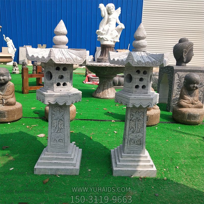 中式复古石灯笼大理石寺庙景观落地摆件小品博鱼网页版