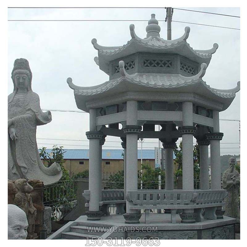 寺庙户外摆放双层浮雕石柱凉亭座椅博鱼网页版