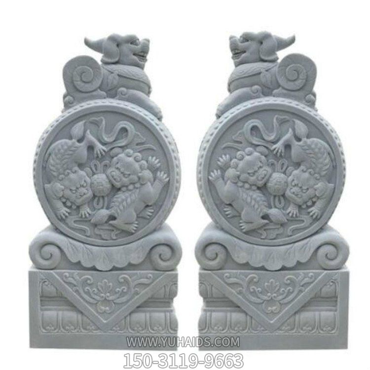 天然石材汉白玉雕刻貔貅门墩石鼓庭院摆件博鱼网页版