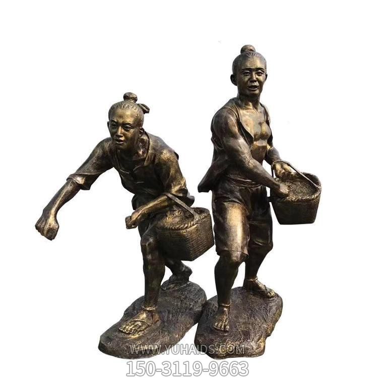 大型玻璃钢仿铜农耕文化播种古代民俗小品摆件博鱼网页版