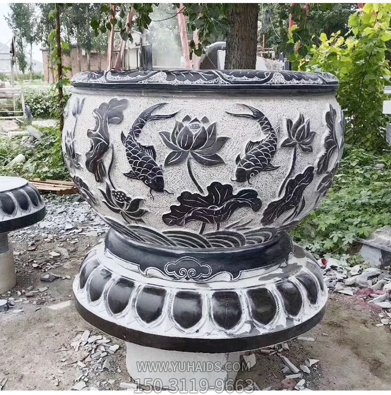 庭院寺庙大型青石石博鱼网页版鲤鱼花盆博鱼网页版