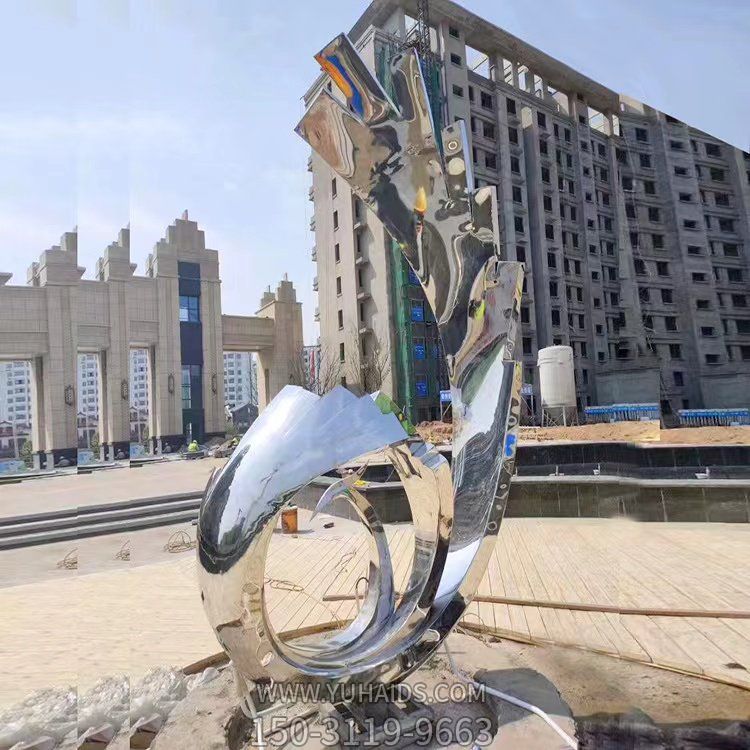 小区广场 不锈钢镜面抛光抽象凤凰喷泉水景观博鱼网页版