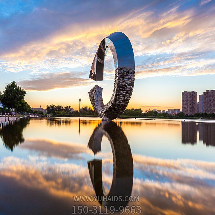 户外水景中央创意不锈钢几何圆环博鱼网页版