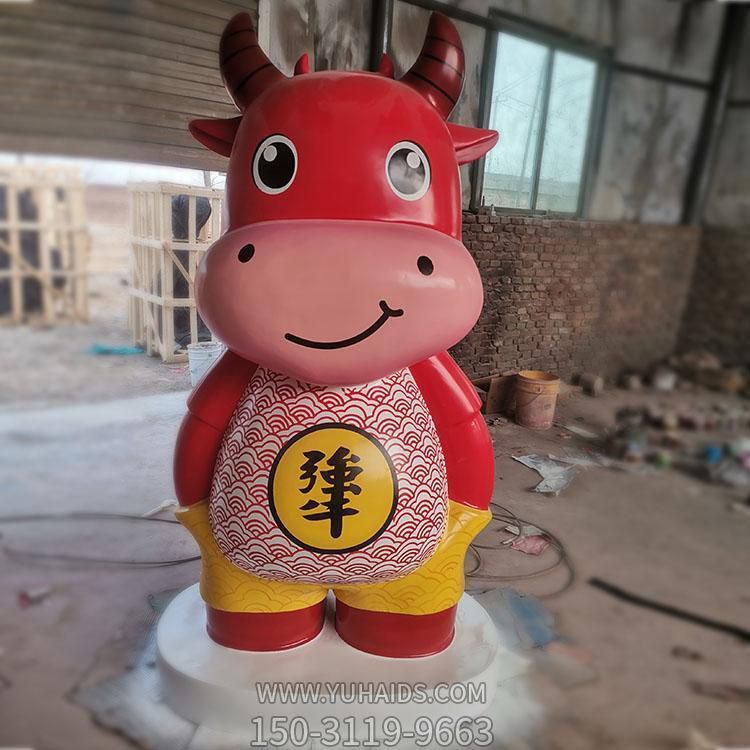 商店户外摆放玻璃钢彩绘卡通牛小品博鱼网页版