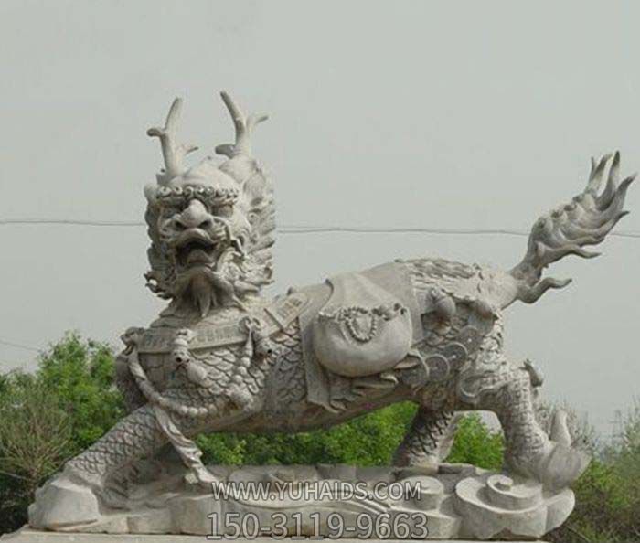 麒麟博鱼网页版-户外景区广场大型景观大理石石雕麒麟博鱼网页版