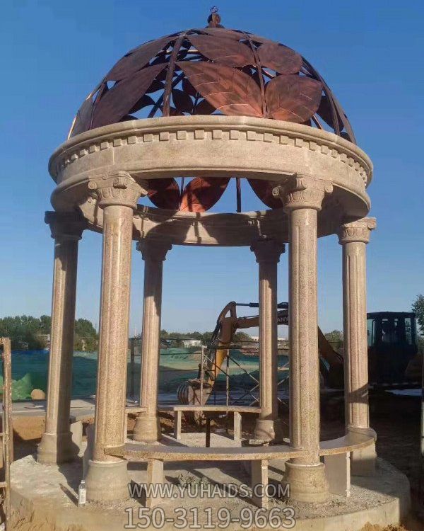 圆形欧式大理石石雕凉亭摆件博鱼网页版