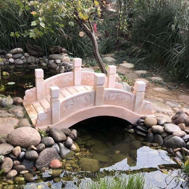 庭院造景流水摆放天然晚霞红小石拱桥博鱼网页版