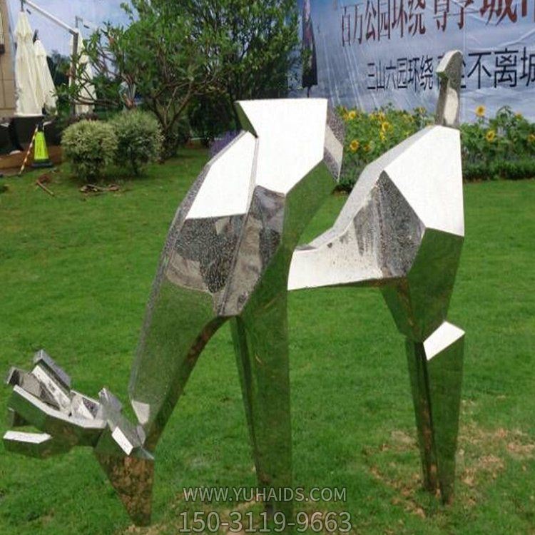 户外园林草地不锈钢几何切面鹿落地景观博鱼网页版