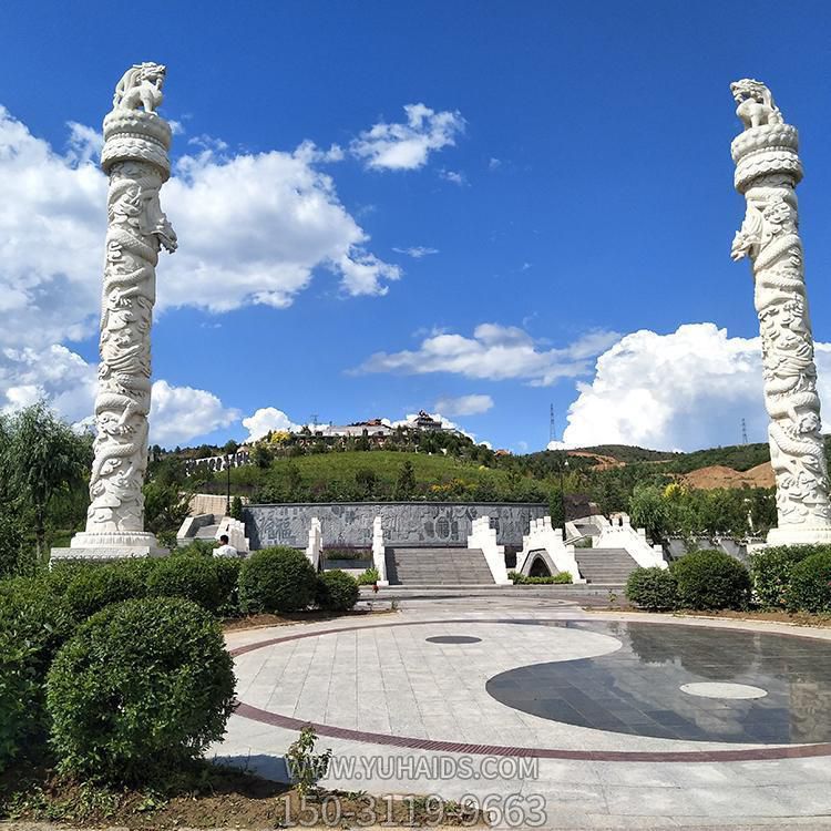 景点广场汉白玉浮雕双龙石盘柱华表博鱼网页版