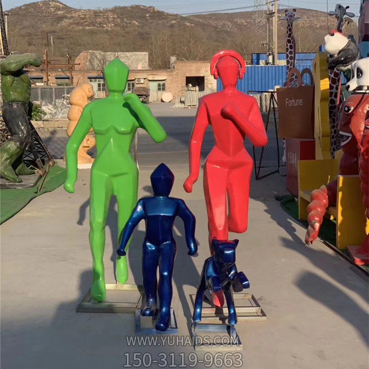 几何户外玻璃钢园林抽象跑步的人物景观博鱼网页版