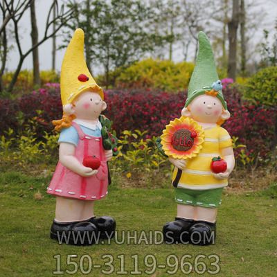 户外草坪玻璃钢彩绘公园装饰品景观向日葵花园娃娃博鱼网页版