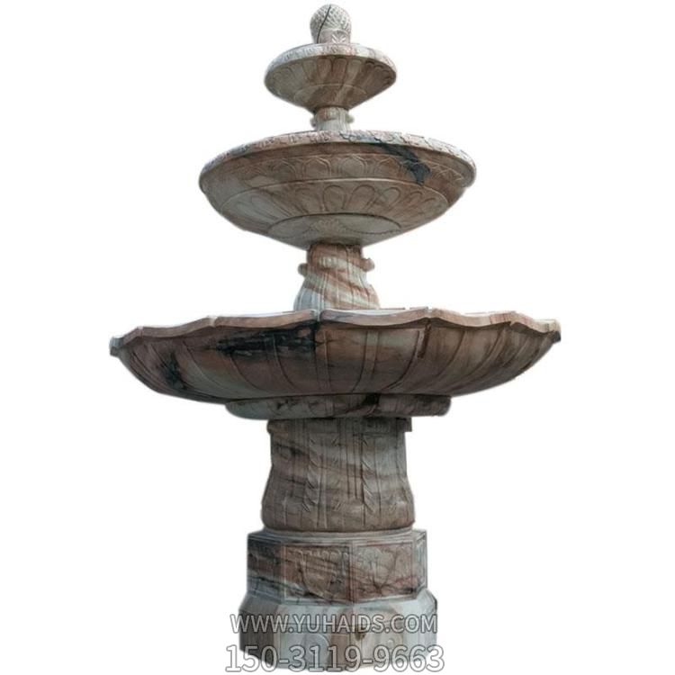 天然石材大理石雕刻三层流水喷泉别墅博鱼网页版