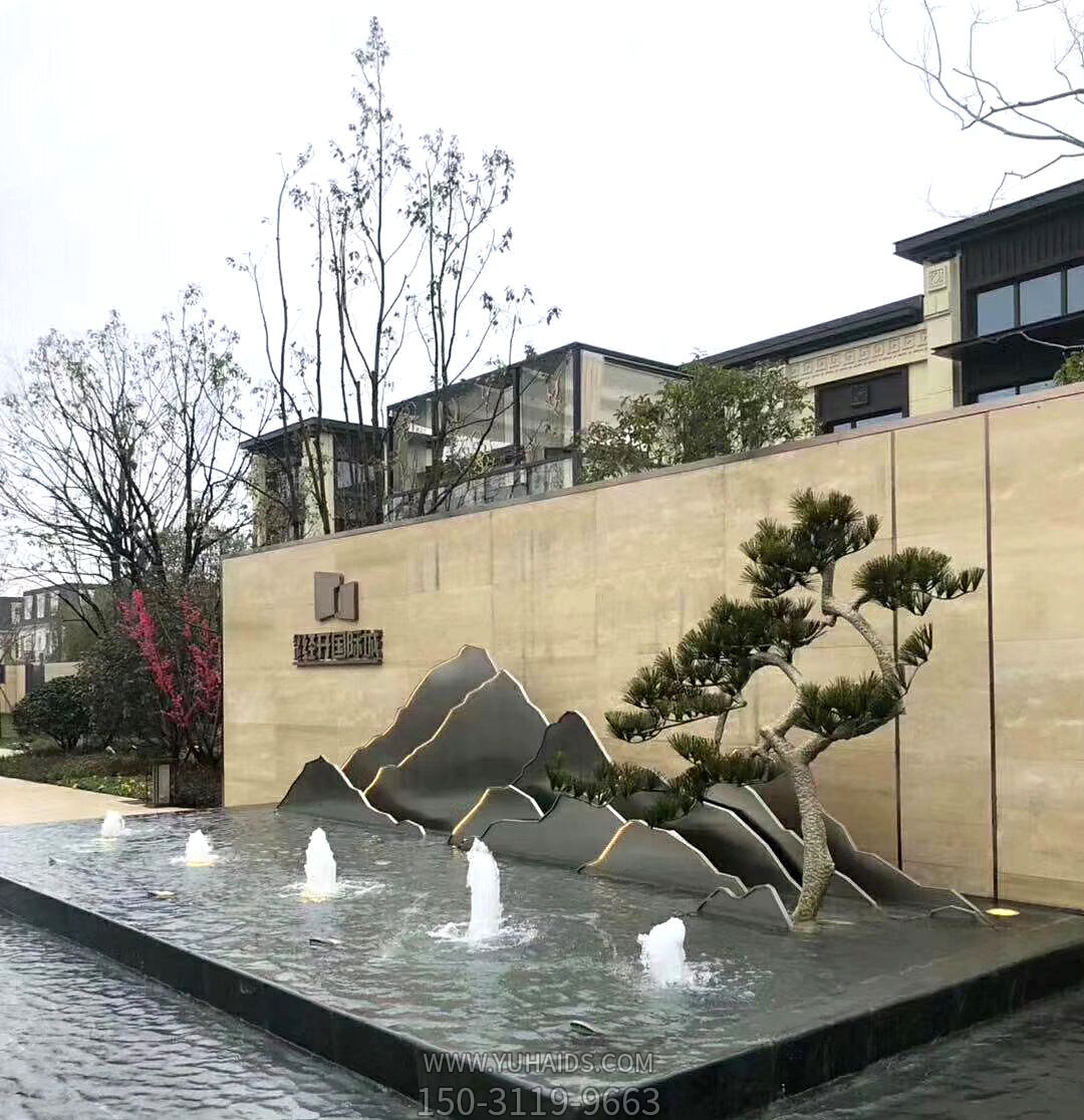 庭院水池景装饰抽象立体镂空铁艺山峰山峦造型博鱼网页版