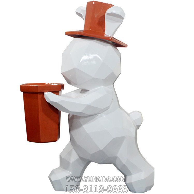 游乐园摆放玻璃钢抽象几何兔子博鱼网页版