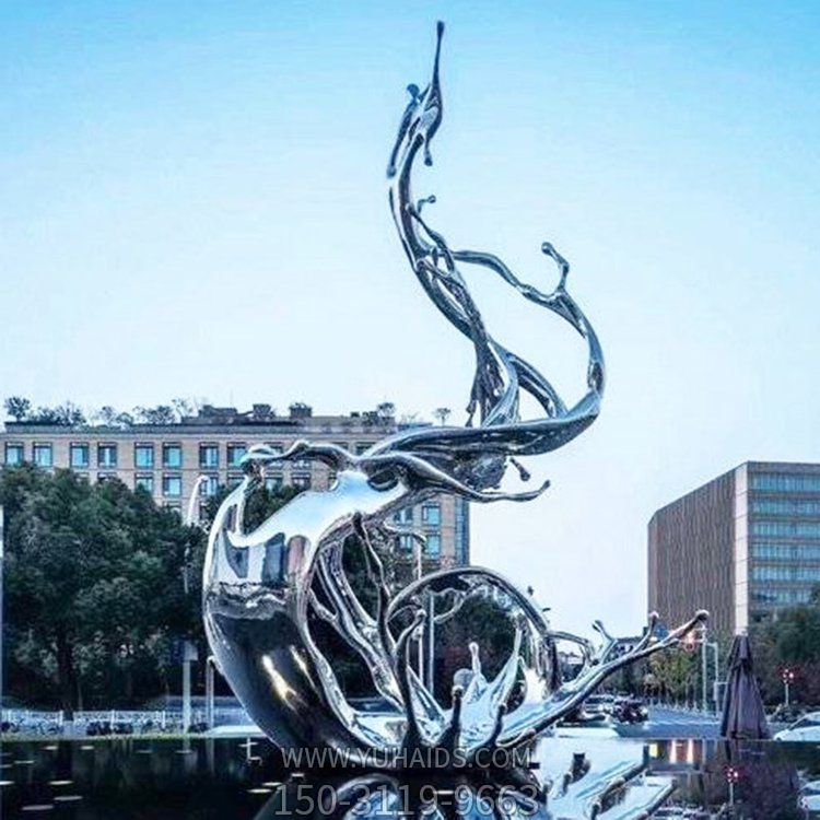 不锈钢抽象户外水景摆件大型海浪浪花博鱼网页版