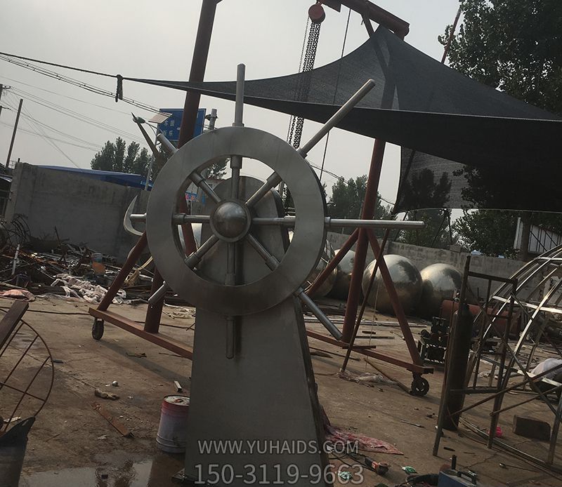 饭店室内摆放腾飞不锈钢船舵博鱼网页版