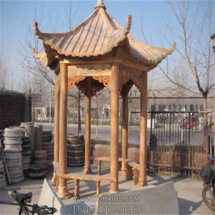 晚霞红石雕户外公园中式凉亭博鱼网页版