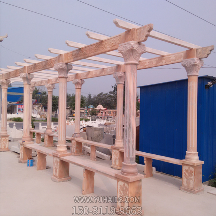 晚霞红石雕花架，长廊过道博鱼网页版