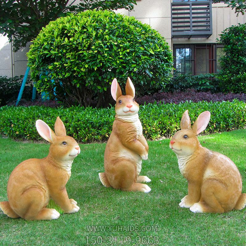 儿童乐园三只棕色玻璃钢兔子博鱼网页版