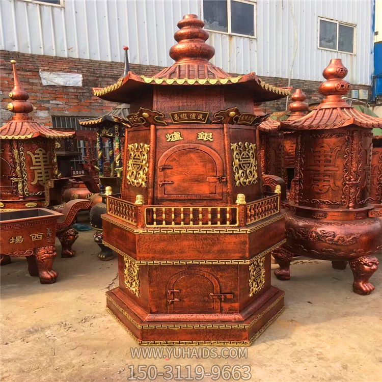祠堂室内摆放佛塔纯铜焚经香炉博鱼网页版