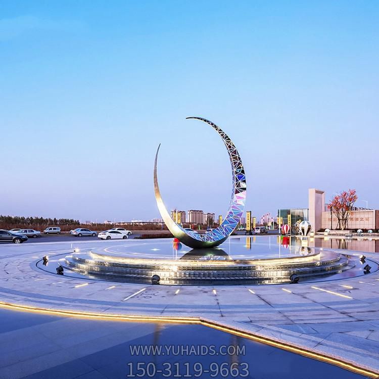 广场不锈钢镜面月亮灯光景观博鱼网页版