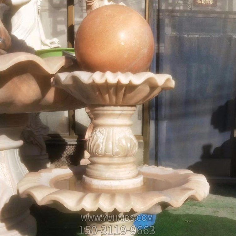 晚霞红大理石石雕欧式风水球喷泉博鱼网页版