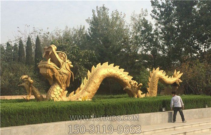 户外大型仿真不锈钢鎏金神兽龙博鱼网页版