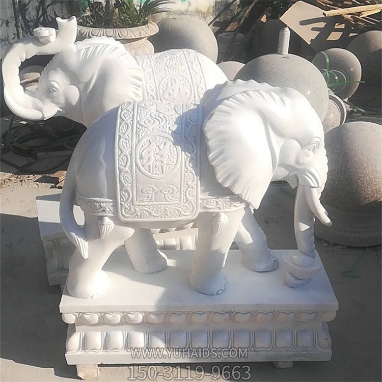  别墅庭院家用门口摆件汉白玉石象晚霞红青石博鱼网页版