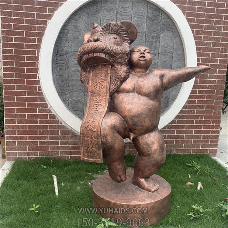 恭喜发财户外景观玻璃钢仿铜人物博鱼网页版