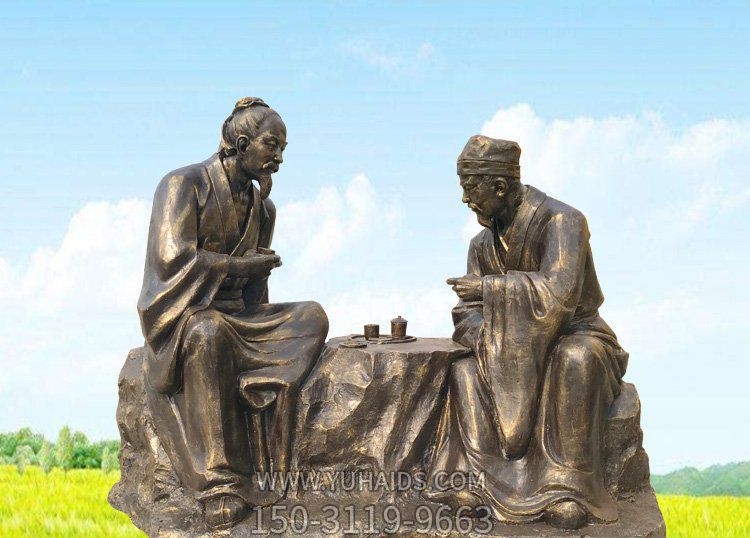 广场铜雕古代人物喝茶博鱼网页版