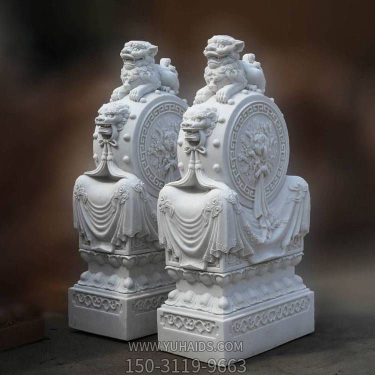 庭院门口门墩大理石青石石雕狮子抱鼓石博鱼网页版