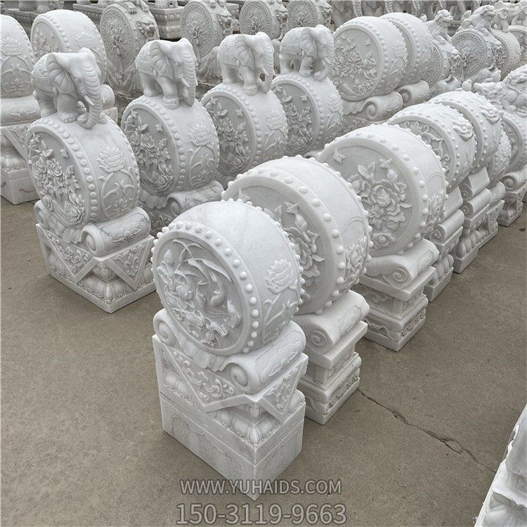 天然石雕汉白玉雕刻抱鼓石别墅园林门口石墩博鱼网页版