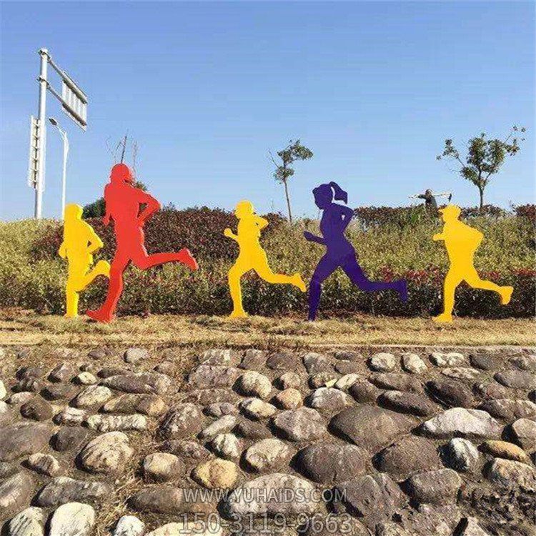 跑步的男男女女不锈钢剪影摆件博鱼网页版