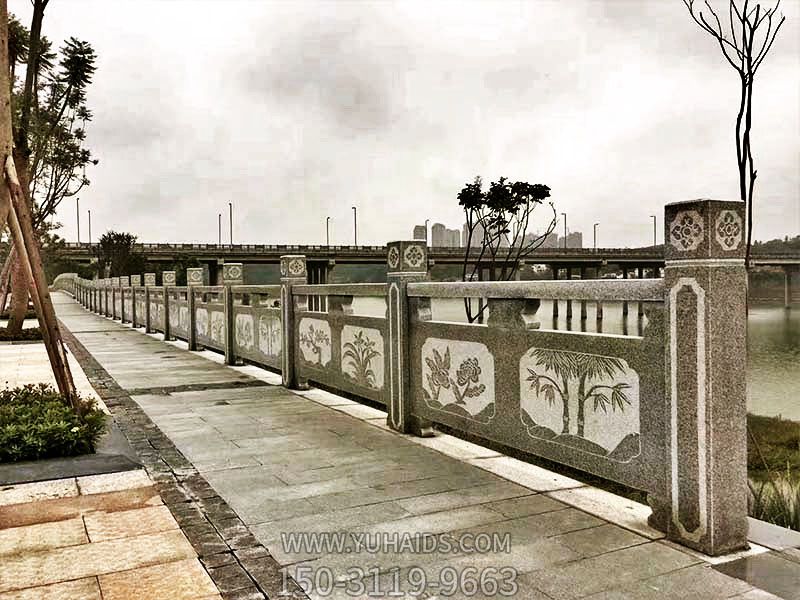 生态湖水公园散步芝麻黑雕刻梅兰竹菊栏杆博鱼网页版