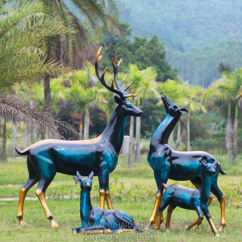 户外景区创意玻璃钢彩绘大型景观装饰品摆件梅花鹿博鱼网页版
