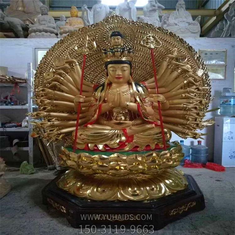 不锈钢喷金烤寺庙大型景观千手观音博鱼网页版