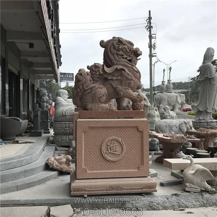 公司门口摆放一对镇宅招财晚霞红麒麟博鱼网页版