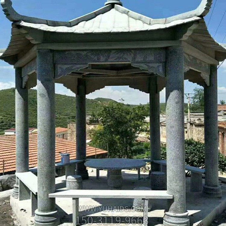 青石石雕户外园林景观凉亭博鱼网页版 
