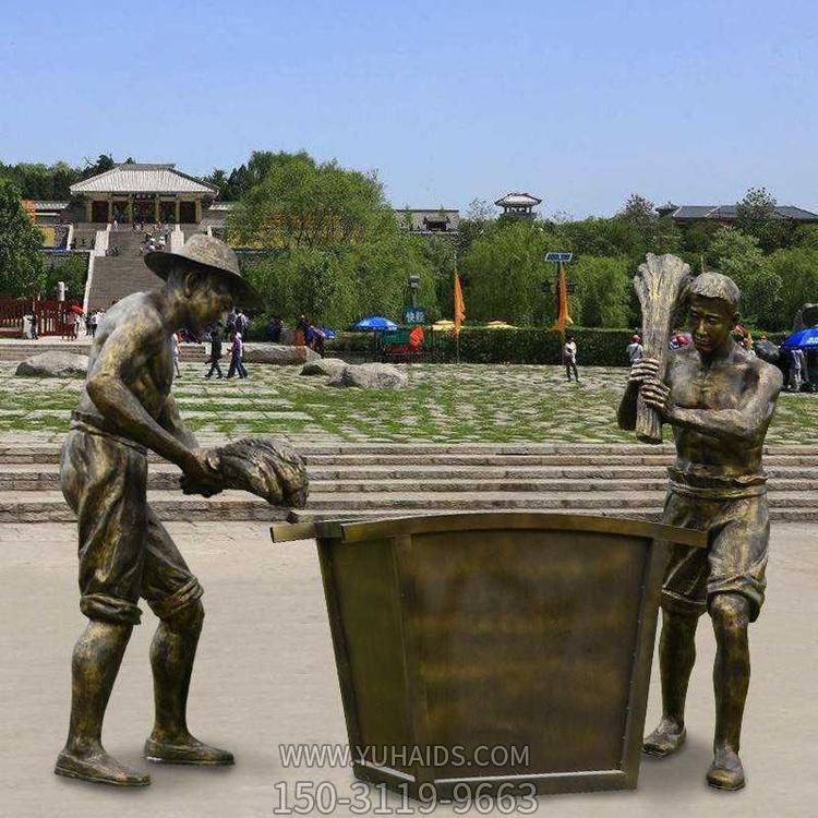 玻璃钢仿铜甩麦人物农耕文化小品景区摆件博鱼网页版