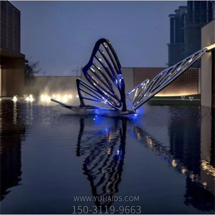大型水景不锈钢金属蝴蝶景观酒店会所博鱼网页版